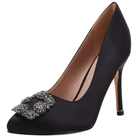 rrhss Women s Stiletto High Heel Pumps Classic Party Wedding Pointed Toe Pump Shoes with Jewel Buckle