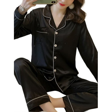 Julycc Womens Satin Silk Pajamas Long Sleeve Buttons Down Sleepwear Home Loungewear Pjs
Julycc Womens Satin Silk Pajamas Long Sleeve Buttons Down Sleepwear Home Loungewear Pjs