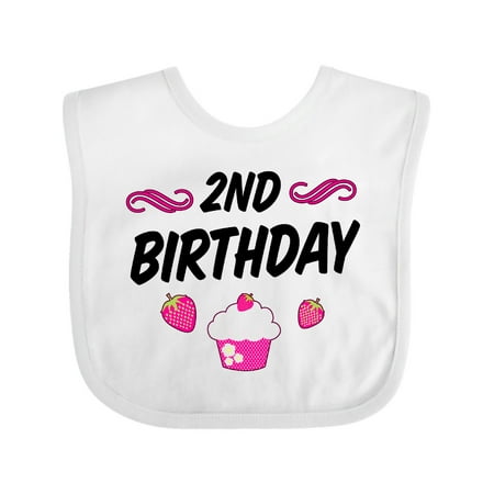 Inktastic 2nd Birthday with Cupcake Gift Baby Girl Bib