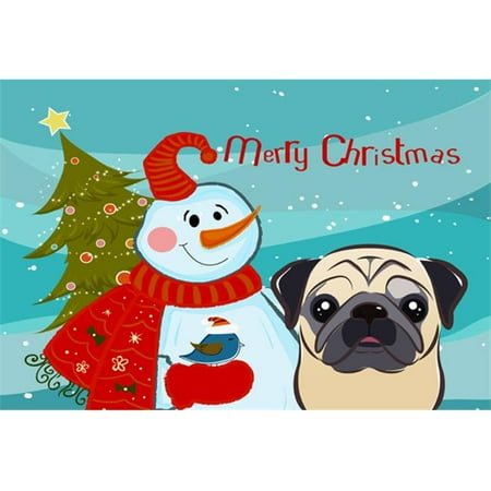 Carolines Treasures BB1882PLMT Snowman With Fawn Pug Fabric Placemat