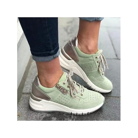 Daeful Womens Sport Shoes Zipper Platform Sneaker Wedge Athletic Shoe Breathable Lace Up Casual Sneakers Women Non-slip Green 12
Daeful Womens Sport Shoes Zipper Platform Sneaker Wedge Athletic Shoe Breathable Lace Up Casual Sneakers Women Non-slip Green 12