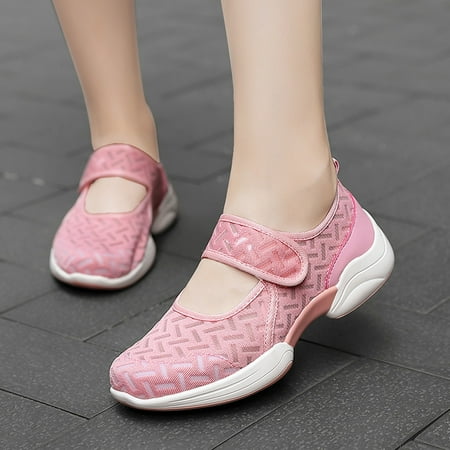 Womens Flats Round-Toe Lace Casual Walk Sports Shoes Light Breathable Sneakers