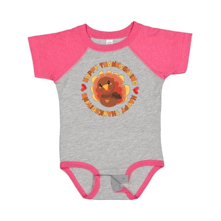 Inktastic Happy Thanksgiving with Cute Turkey Gift Baby Boy or Baby Girl Bodysuit