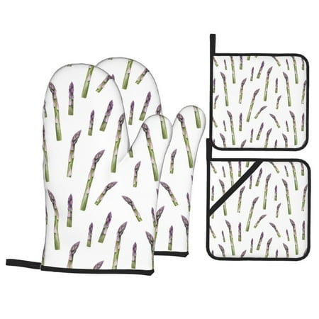 Oven Mitts and Pot Holders Sets 4 pcs - Asparagus Print purple Heat Resistant Silicone Oven Gloves with Non-Slip Silicone Surface and hot pads for kitchen Baking Cooking BBQ
Oven Mitts and Pot Holders Sets 4 pcs - Asparagus Print purple Heat Resistant Silicone Oven Gloves with Non-Slip Silicone Surface and hot pads for kitchen Baking Cooking BBQ