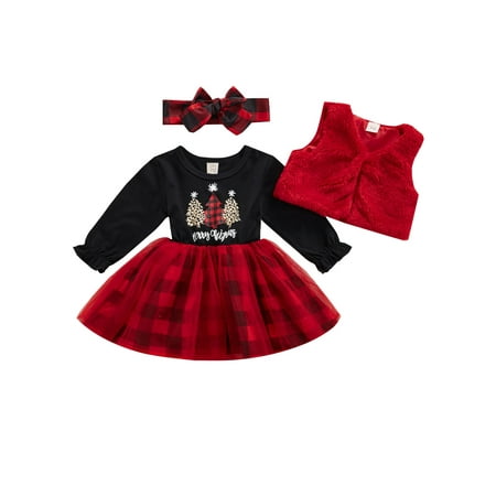 Frobukio Christmas Baby Girls Autumn Clothes Sets 3Pcs Xmas Tree Plaid Lace Tutu Dress+Vest Coat+Headband Red 18-24 Months
Frobukio Christmas Baby Girls Autumn Clothes Sets 3Pcs Xmas Tree Plaid Lace Tutu Dress+Vest Coat+Headband Red 18-24 Months