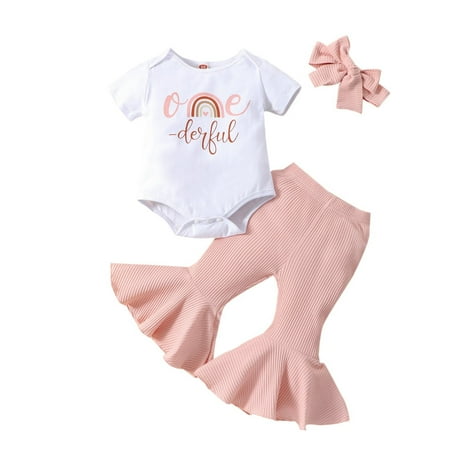 ZRBYWB Infants Letter Print Short Sleeve Romper Pink Flared Pants Headband Sweet Cute Three Piece Set Baby Clothes
ZRBYWB Infants Letter Print Short Sleeve Romper Pink Flared Pants Headband Sweet Cute Three Piece Set Baby Clothes