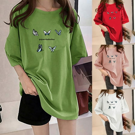 Taluosi Women T-shirt Short Sleeve Skin-friendly Pullover Women Butterfly Printing T-shirt for Daily Life
Taluosi Women T-shirt Short Sleeve Skin-friendly Pullover Women Butterfly Printing T-shirt for Daily Life