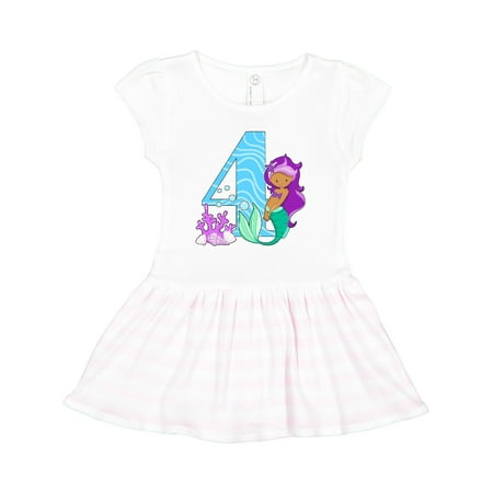 Inktastic Fourth Birthday Mermaid Gift Toddler Girl Dress