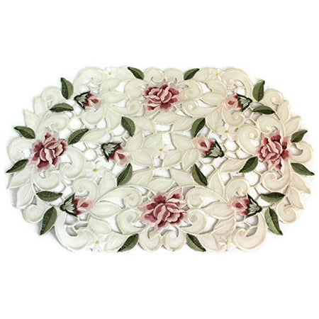 Doily Boutique Placemat or Doily Embroidered with Light Pink Cut Work Roses Size 27 x 13 inches
Doily Boutique Placemat or Doily Embroidered with Light Pink Cut Work Roses Size 27 x 13 inches