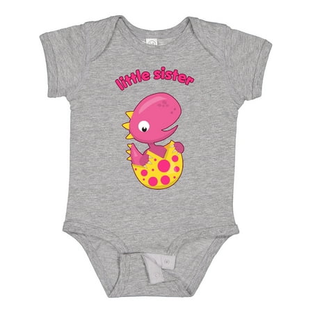 Inktastic Little Sister-dino Gift Baby Girl Bodysuit