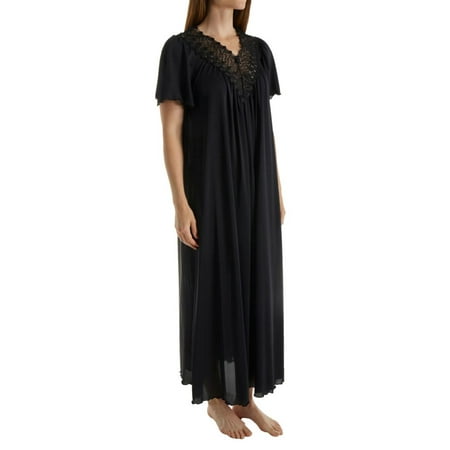 Women s Shadowline 32275 Beloved 53 Inch Flutter Sleeve Gown (Black L)