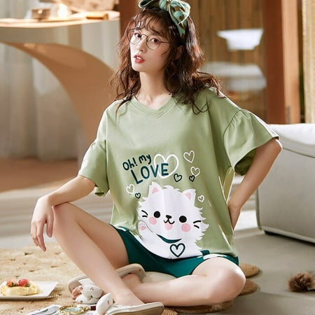 QWZNDZGR Summer new cartoon cotton pajamas set leisure fashion women s home clothes set thin sweet short sleeve lovely style pajamas
QWZNDZGR Summer new cartoon cotton pajamas set leisure fashion women s home clothes set thin sweet short sleeve lovely style pajamas