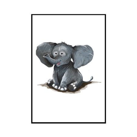 Baby Elephant - Lantern Press Artwork (16x24 Framed Gallery Wrapped Stretched Canvas)