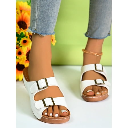 Women Large Size Wedge Sandals New Fashion Thick Low One-Belt Buckle Round Toe Casual Slip-On Slippers
Women Large Size Wedge Sandals New Fashion Thick Low One-Belt Buckle Round Toe Casual Slip-On Slippers