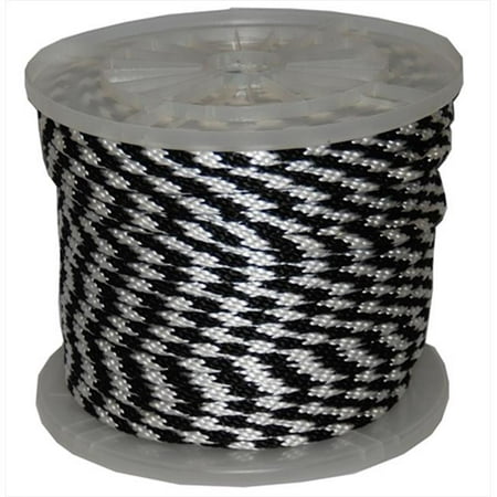 

375 in. x 300 ft. Solid Braid Propylene Multifilament Derby Rope in Black and White