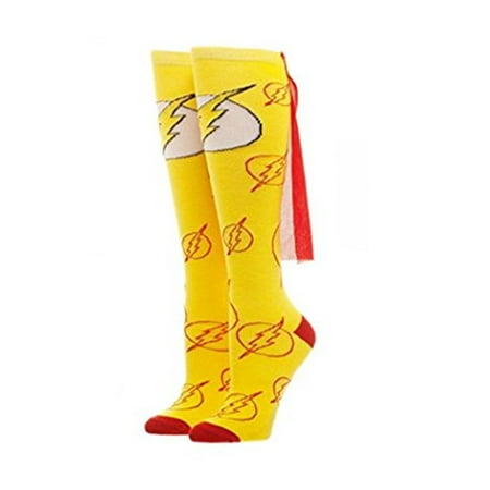 The Flash Lightning Shield Yellow Knee High Socks With Red Wings