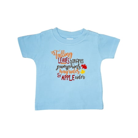 Inktastic Falling Leaves Bonfires Pumpkins Hayrides and Apple Cider Gift Baby Boy or Baby Girl T-Shirt
Inktastic Falling Leaves Bonfires Pumpkins Hayrides and Apple Cider Gift Baby Boy or Baby Girl T-Shirt