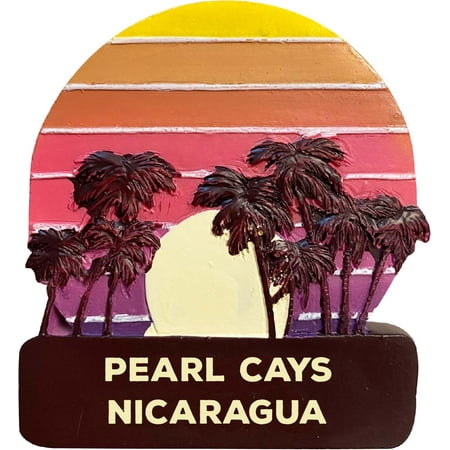 Pearl Cays Nicaragua Trendy Souvenir Hand Painted Resin Refrigerator Magnet Sunset and palm trees Design 3-Inch Approximately 
Pearl Cays Nicaragua Trendy Souvenir Hand Painted Resin Refrigerator Magnet Sunset and palm trees Design 3-Inch Approximately