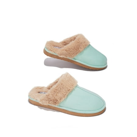 CABIN FUZZY FEELS FUR SLIDES-GREEN