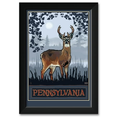 Pennsylvania Whitetail Deer Bushes Framed Art Print by Joanne Kollman. Print Size: 12" x 18" Framed Art Size: 14" x 20"