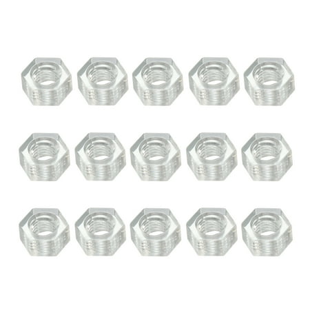 Hex Nut Metric M3x05mm Thread Hexagon Nuts Clear 15pcs