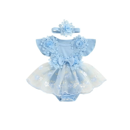 Tsseiatte Baby Girl 2Pcs Summer Outfits Fly Sleeve Floral Embroidered Romper Tulle Dress with Headband Set
Tsseiatte Baby Girl 2Pcs Summer Outfits Fly Sleeve Floral Embroidered Romper Tulle Dress with Headband Set