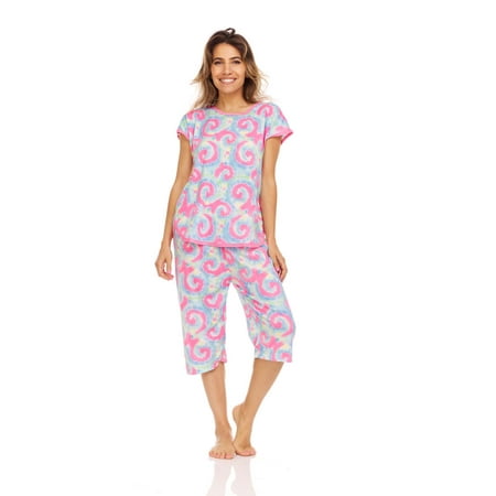 Lati Fashion Women Capri and Short Sleeve Top 2-Piece Female Pajamas Set Pink M
Lati Fashion Women Capri and Short Sleeve Top 2-Piece Female Pajamas Set Pink M