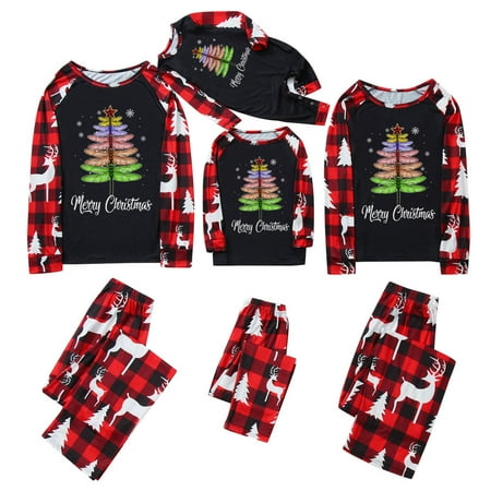 Matching Family Christmas Pajamas Set Casual Long Sleeve Deer Tree Print Tops Plaid Pants Sleepwear Set
Matching Family Christmas Pajamas Set Casual Long Sleeve Deer Tree Print Tops Plaid Pants Sleepwear Set