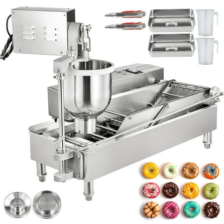 

VEVORbrand Commercial Automatic Donut Making Machine 2 Rows Auto Doughnut Maker 7L Hopper Donut Maker with 3 Sizes Molds 110V Doughnut Fryer 304 Stainless Steel Auto Donuts