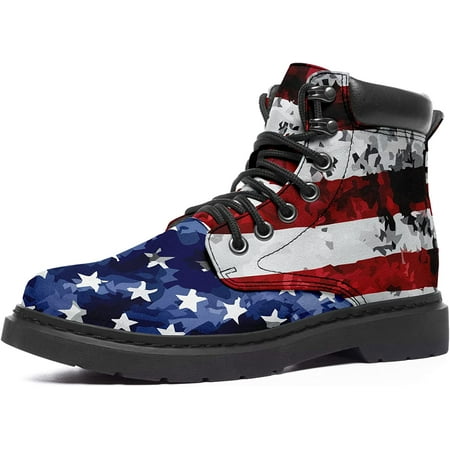USA Flag Boots Custom Boots With Your Name Lace up Leather Ankle Combat Boot For Women/Men
USA Flag Boots Custom Boots With Your Name Lace up Leather Ankle Combat Boot For Women/Men