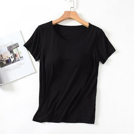 Women s Clothing One-Piece Bra Cup Slim T-shirt Solid Color Bottoming Top with Chest Pad
Women s Clothing One-Piece Bra Cup Slim T-shirt Solid Color Bottoming Top with Chest Pad