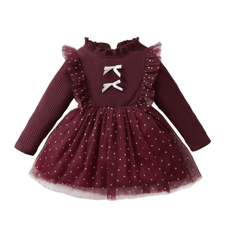 KIMI BEAR Newborn Baby Girls Dress 6 Months Newborn Girls Autumn Winter Dress 9 Months Newborn Girls Sweet Pit Stripe Long Sleeve Mesh Stitching Dress Burgundy
KIMI BEAR Newborn Baby Girls Dress 6 Months Newborn Girls Autumn Winter Dress 9 Months Newborn Girls Sweet Pit Stripe Long Sleeve Mesh Stitching Dress Burgundy
