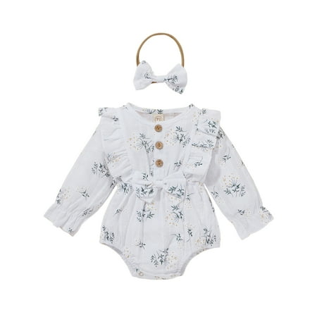 Sunisery Newborn Infant Baby Girls Cute Bodysuit Cotton Linen Floral Printed Jumpsuit Long Sleeve Clothes White 12-18 Months
Sunisery Newborn Infant Baby Girls Cute Bodysuit Cotton Linen Floral Printed Jumpsuit Long Sleeve Clothes White 12-18 Months