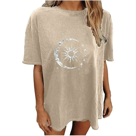 Women Fashion Casual Short Sleeve Sun Moon Printing Blouse T-shirt Tops Loose Comfort Colors Tshirt Silver XXL
Women Fashion Casual Short Sleeve Sun Moon Printing Blouse T-shirt Tops Loose Comfort Colors Tshirt Silver XXL
