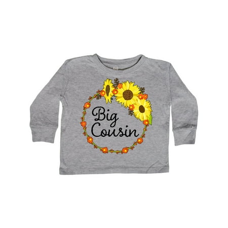 Inktastic Big Cousin Sunflower Wreath Gift Toddler Boy or Toddler Girl Long Sleeve T-Shirt