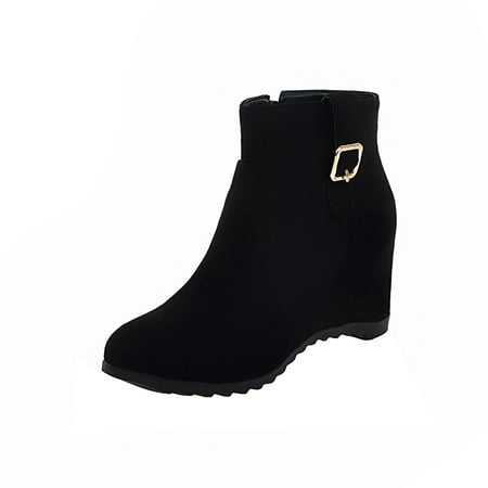 Paiwinds Boots for Women College Wind Suede Women s Boots Belt Buckle Side Zipper Ankle Boots Plus Hair Black 
Paiwinds Boots for Women College Wind Suede Women s Boots Belt Buckle Side Zipper Ankle Boots Plus Hair Black