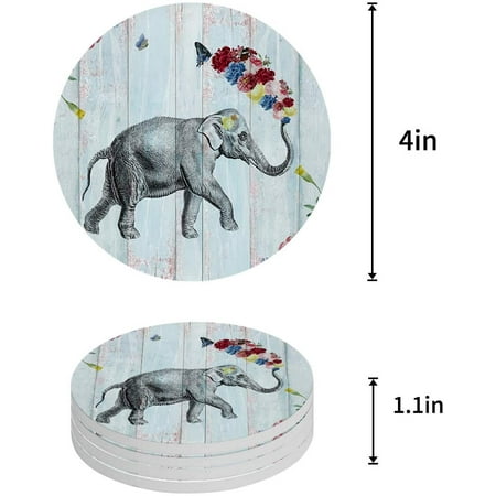 KXMDXA Elephant Foral Wood Plank Art Design Set of 6 Round Coaster for Drinks Absorbent Ceramic Stone Coasters Cup Mat with Cork Base for Home Kitchen Room Coffee Table Bar Decor
KXMDXA Elephant Foral Wood Plank Art Design Set of 6 Round Coaster for Drinks Absorbent Ceramic Stone Coasters Cup Mat with Cork Base for Home Kitchen Room Coffee Table Bar Decor