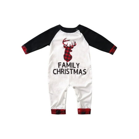 Multitrust Matching Family Christmas Pajamas Deer Raglan Tops + Plaid Pants