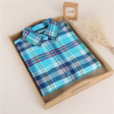 Plaid Flannel Shirt Plaid shirts ladies shirt shirt color thick sanding