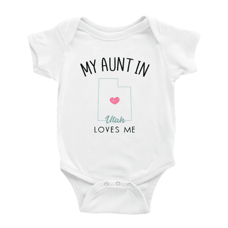 My Aunt In Utah Loves Me Baby Short Sleeve Romper Bodysuits 3-6 Months