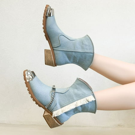 ZMHEGW Women Boots Short Booties Cowboy Winter Platm Booties Boots Shoes