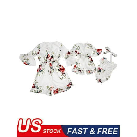 Mommy and Me Family Matching Romper Pajamas Women and Little Girls Flower Printed Lace-Up Ruffles Jumpsuit
Mommy and Me Family Matching Romper Pajamas Women and Little Girls Flower Printed Lace-Up Ruffles Jumpsuit