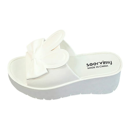 Dyfzdhu Female Summer Slope Heel Indoor Bath Thick Soled Slippers