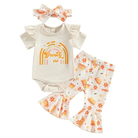 Lamuusaa Baby Girls Pants Set Short Sleeve Rainbow Print Romper with Letters Flower Print Flare Pants and Headband
Lamuusaa Baby Girls Pants Set Short Sleeve Rainbow Print Romper with Letters Flower Print Flare Pants and Headband