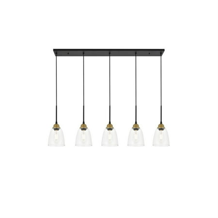Living District Felicity 5 light brass and black Pendant