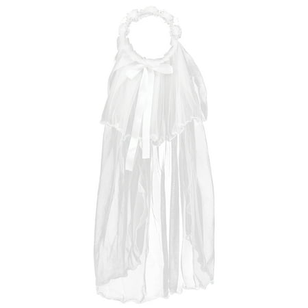 NUOLUX Flower Girl Veils Two Layers White Wedding Communion Hair Wreath (White)