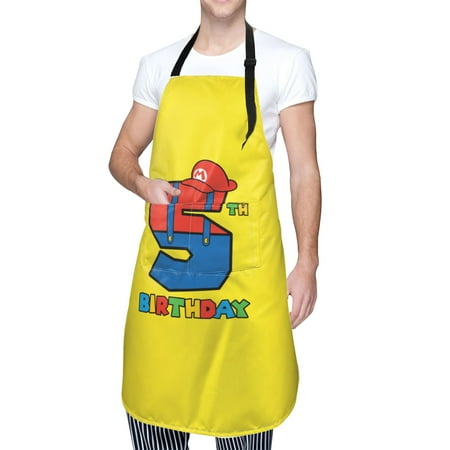 Yellow Super Maio Birthday Boys 5th Waterproof Apron with 2 Pockets for Men Women Adjustable Chef Bib Apron for Kitchen Cooking BBQ Grooming
Yellow Super Maio Birthday Boys 5th Waterproof Apron with 2 Pockets for Men Women Adjustable Chef Bib Apron for Kitchen Cooking BBQ Grooming