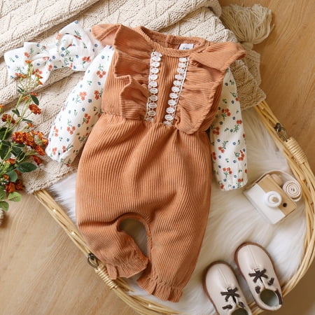 PatPat Infant Baby Girl Floral Sleeve Winter Jumpsuit Cute Corduroy Ruffle Bodysuit Set with Headband 0-18month
PatPat Infant Baby Girl Floral Sleeve Winter Jumpsuit Cute Corduroy Ruffle Bodysuit Set with Headband 0-18month
