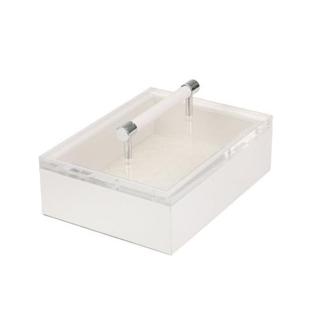 Benzara BM205131 Acrylic Top Storage Box with Leatherette Exterior, White & Clear