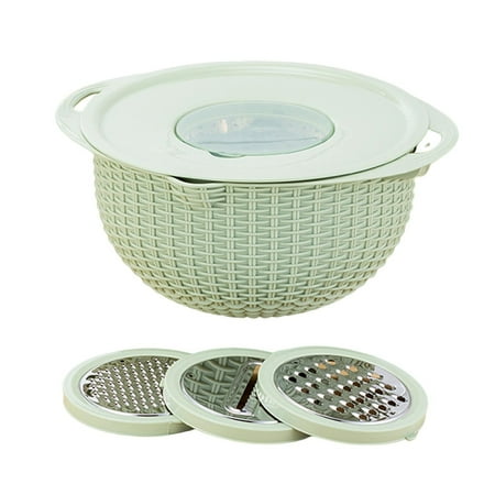 wirlsweal Food Colander Bowl Non-slip Base Mixing Bowl Food Colander with Mixing Bowl Multifunctional Stainless Steel Strainer Fruit Cleaner with 3 Cutting